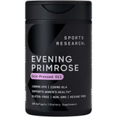 Sports Research Evening Primrose Oil (1300mg) Cold-Pressed with No fillers or Artificial Ingredients, Non-GMO Tested - Gluten and Soy Free (120 Liquid Softgels)