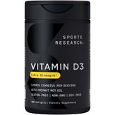 Sports Research Vitamin D3 5000iu (125mcg) with Coconut Oil ~ High Potency Vitamin D for Immune & Bone Support ~ Non-GMO Verified, Gluten & Soy Free (360 Mini-Liquid Softgels)
