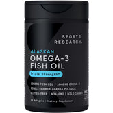 Sports Research Triple Strength Omega 3 Fish Oil Supplement - EPA & DHA Fatty Acids from Wild Alaskan Pollock - Heart, Brain & Immune Support for Adults, Men & Women - 1250 mg Capsules (30 ct)