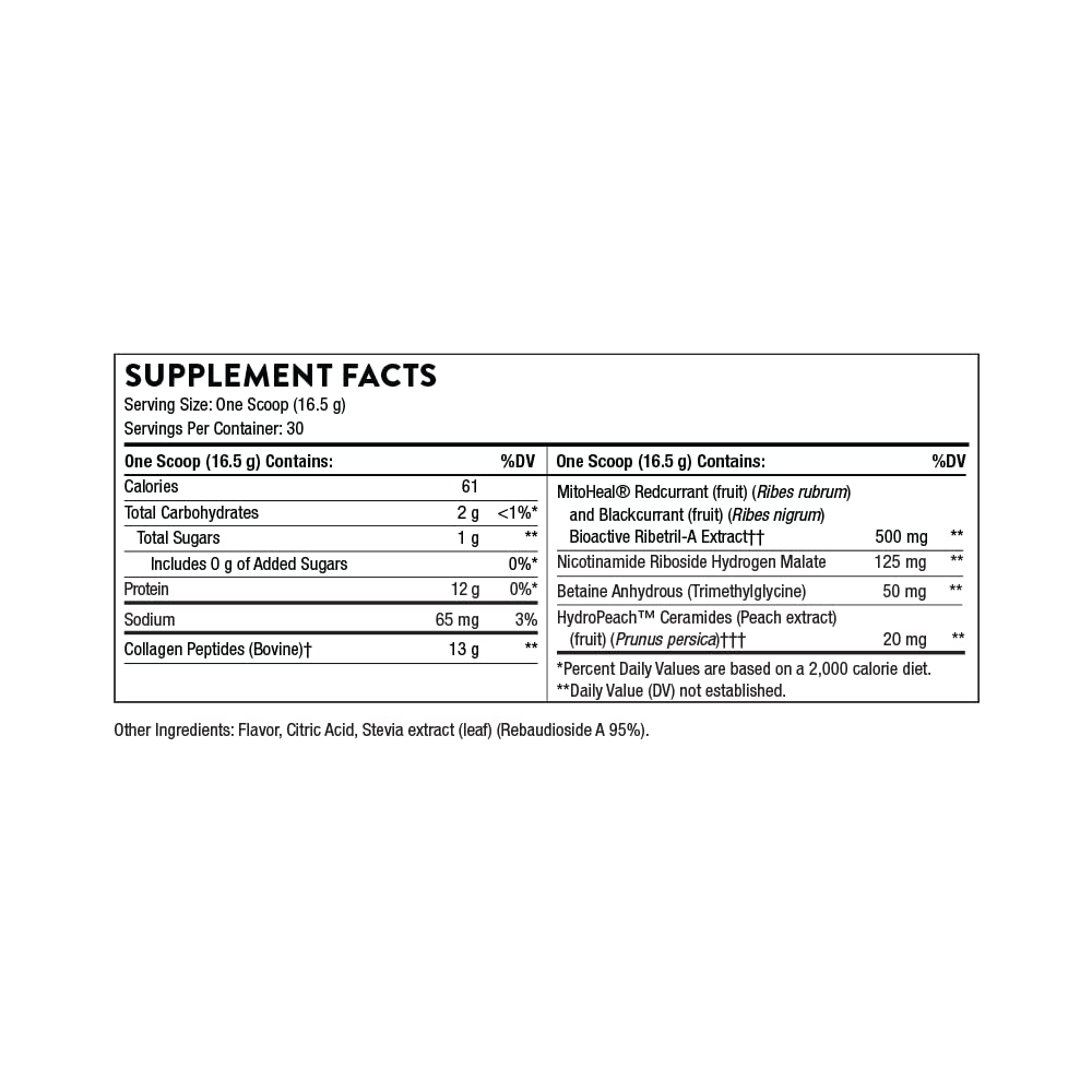 THORNE Collagen Plus - Collagen Peptides Powder with Nicotinamide Riboside and Clinically Studied Ingredients for Skin Texture and Moisture - Healthy Skin, Hair, and Nails* - 17.5 Oz - 30 Servings