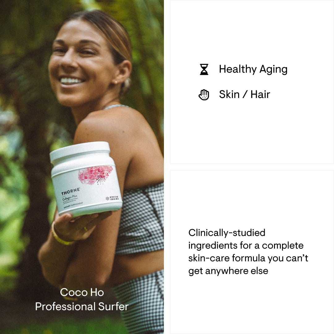 THORNE Collagen Plus - Collagen Peptides Powder with Nicotinamide Riboside and Clinically Studied Ingredients for Skin Texture and Moisture - Healthy Skin, Hair, and Nails* - 17.5 Oz - 30 Servings