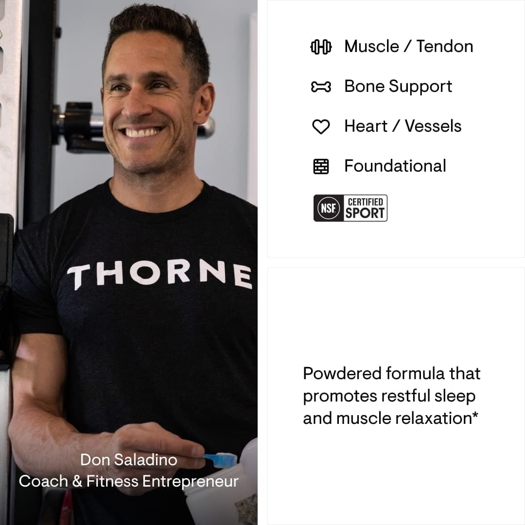 THORNE - Magnesium Bisglycinate - Powdered Magnesium Formula - Support Restful Sleep, Muscle Relaxation, Heart Health, and Metabolism* - NSF Certified for Sport - 60 Servings - 6.5 Oz Jar