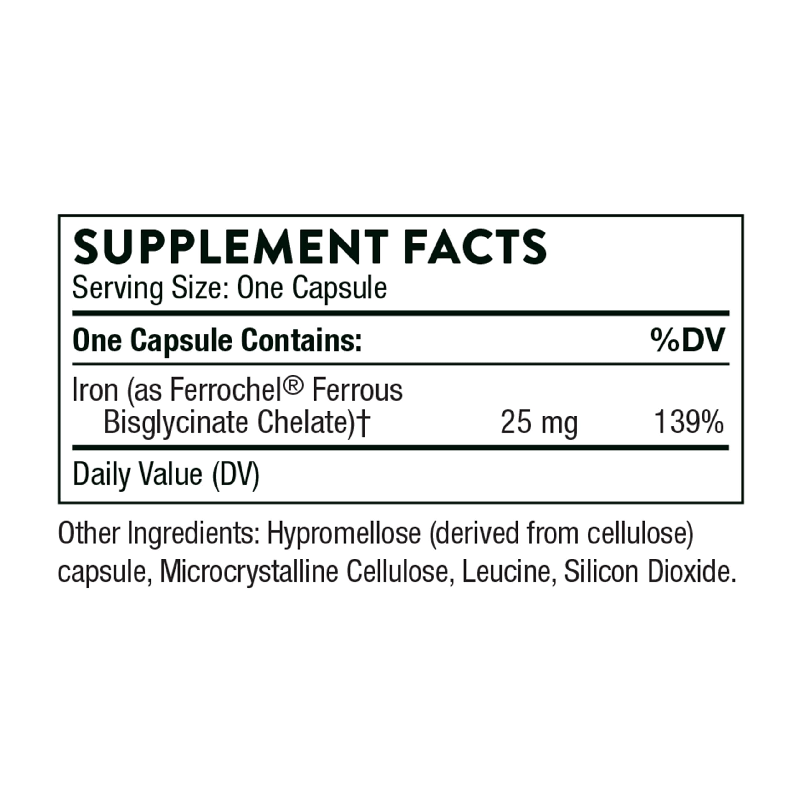 THORNE Iron Bisglycinate - 25 mg Iron Supplement for Enhanced Absorption Without Gastrointestinal Side Effects* - NSF Certified for Sport - Gluten-Free - 60 Capsules