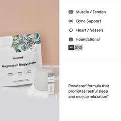 THORNE - Magnesium Bisglycinate - Powdered Magnesium Formula - Support Restful Sleep, Muscle Relaxation, Heart Health, and Metabolism* - NSF Certified for Sport - 30 Servings - 0.13 Oz per Stick Pack