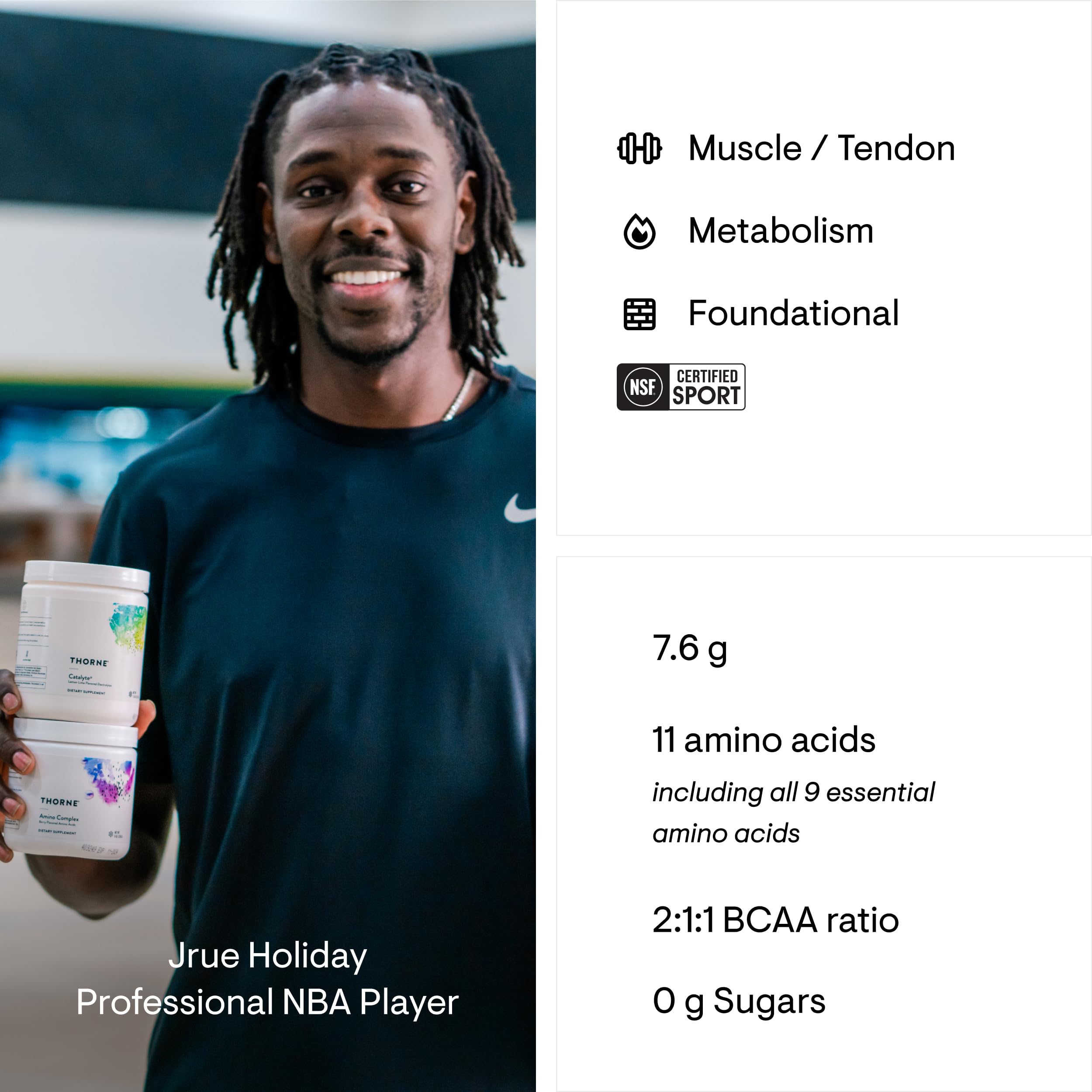 THORNE - Amino Complex - Clinically-Validated EAA and BCAA Powder for Pre or Post-Workout - Promotes Lean Muscle Mass & Energy Production* - NSF Certified for Sport - 30 Servings - 8.0 Oz - Berry
